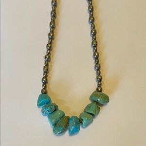 Genuine Turquoise and Silver Beaded Necklace